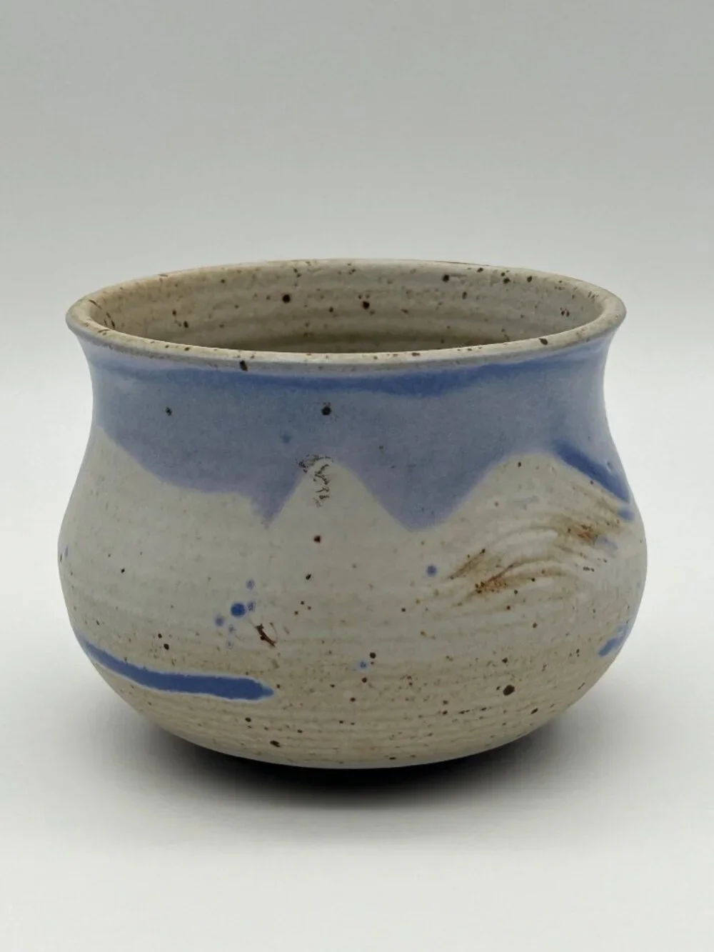 Studio Pottery Blue & White Speckled Bowl Trinket Jewelry Dish Planter Signed